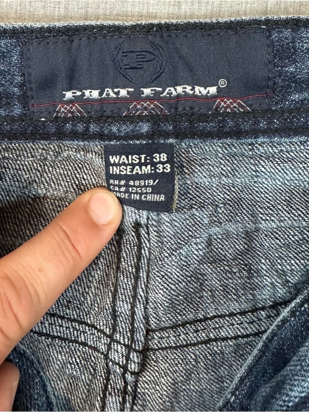 Phat Farm Mens Dark Blue Loose Y2K Jeans - Picture 7 of 11